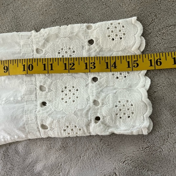 Dylan Botanical Blooms 100% Cotton White Eyelet Tunic Top Cottagecore XS Boho - Picture 12 of 13
